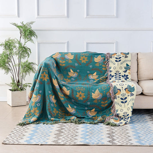 COUVERTURE SCANDINAVE RUSTIQUE — 100% coton, réversible pour sublimer votre intérieur